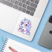 かわいいユニコーンカスタムのビニールシール シール (ノートパソコンとiPhone)