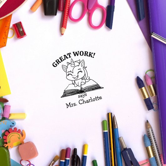 かわいいユニコーンカスタム先生教室素晴らし作業 ラバースタンプ