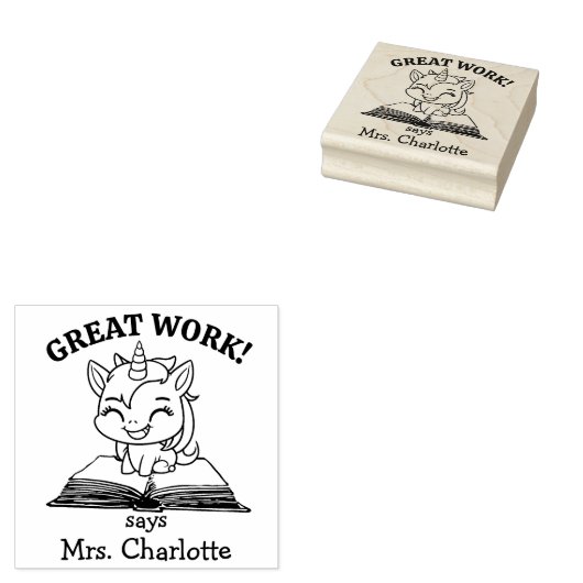 かわいいユニコーンカスタム先生教室素晴らし作業 ラバースタンプ (押印)