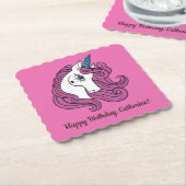 かわいいユニコーンカスタム文字&カラー紙コースター ペーパーコースター (アングル)