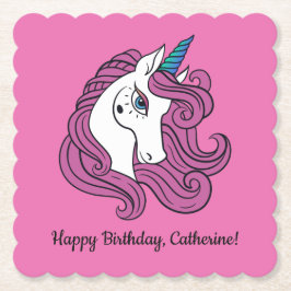 かわいいユニコーンカスタム文字&カラー紙コースター ペーパーコースター