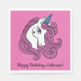かわいいユニコーンカスタム文字&カラー紙ナプキン スタンダードランチョンナプキン