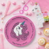 かわいいユニコーンカスタム文字&カラー紙プレート ペーパープレート (パーティー)