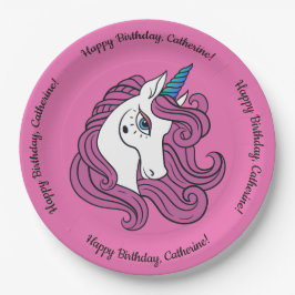 かわいいユニコーンカスタム文字&カラー紙プレート ペーパープレート