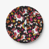 かわいいユニコーンカップケーキドードルパーソナライズされたズ ペーパープレート (正面)