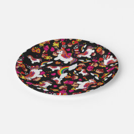 かわいいユニコーンカップケーキドードルパーソナライズされたズ ペーパープレート