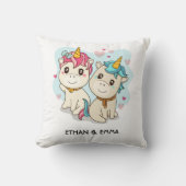 かわいいユニコーンカップルバレンタインデー クッション (正面)