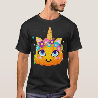 かわいいユニコーンカボチャおもしろい感謝祭ハロウィーン Tシャツ