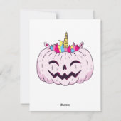 かわいいユニコーンカボチャのハロウィンサンクスギビング シーズンカード (裏面)