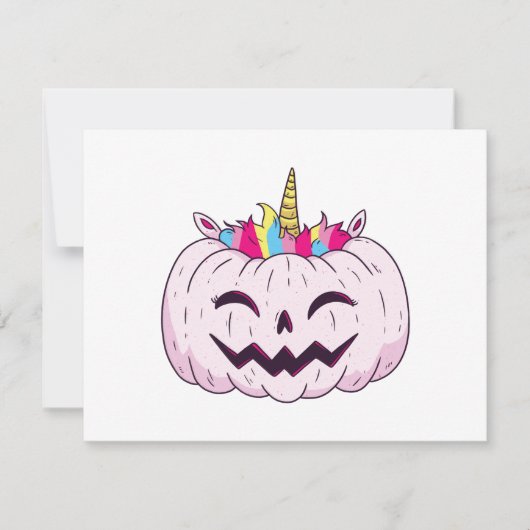 かわいいユニコーンカボチャのハロウィンサンクスギビング シーズンカード (正面)