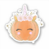 かわいいユニコーンカボチャのハロウィンサンクスギビング シール (正面)