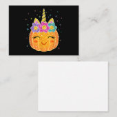 かわいいユニコーンカボチャのハロウィンサンクスギビング ノートカード (正面/裏面)