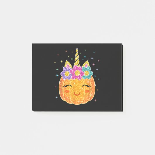 かわいいユニコーンカボチャのハロウィンサンクスギビング ポストイット (正面)