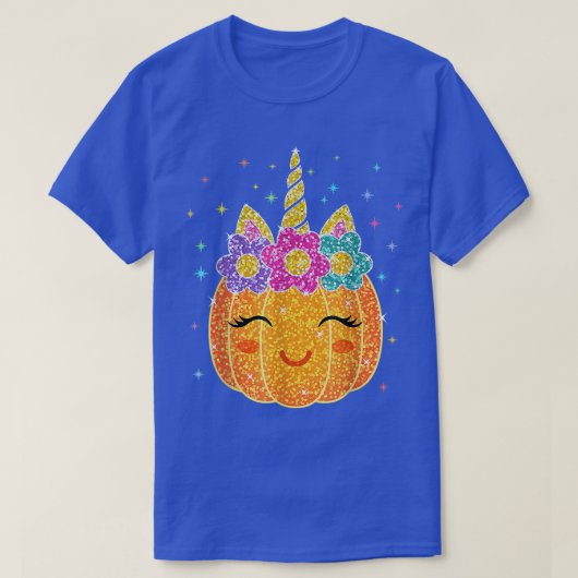 かわいいユニコーンカボチャのハロウィンサンクスギビング Tシャツ (デザイン正面)