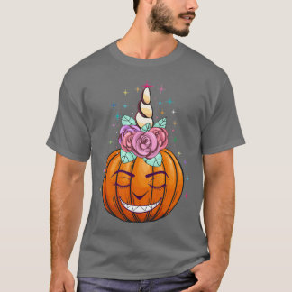 かわいいユニコーンカボチャのハロウィンサンクスギフトH Tシャツ