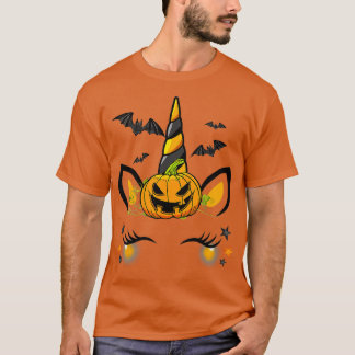 かわいいユニコーンカボチャの子供たちこうもりハロウィンサンクスギフ Tシャツ
