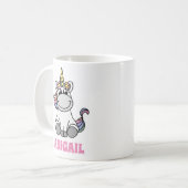 かわいいユニコーンカラフルパーソナライズされた名前をカスタムする コーヒーマグカップ (正面左)