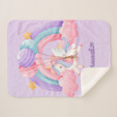 かわいいユニコーンカラフルレインボーパーソナライズされたド シェルパブランケット (正面(横))