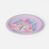 かわいいユニコーンカラフルレインボーパーソナライズされたド ペーパープレート (アングル)
