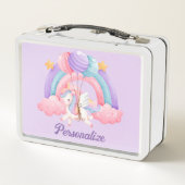 かわいいユニコーンカラフルレインボーパーソナライズされたド メタルランチボックス (裏面)