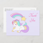 かわいいユニコーンカラフル射撃、 発砲スターありがとう ポストカード (正面/裏面)