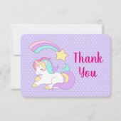 かわいいユニコーンカラフル射撃、 発砲スターありがとう 招待状 (正面)