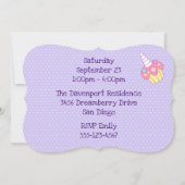 かわいいユニコーンカラフル射撃、 発砲スター誕生日 招待状 (裏面)