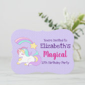 かわいいユニコーンカラフル射撃、 発砲スター誕生日 招待状 (スタンド正面)