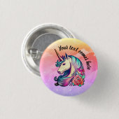 かわいいユニコーンカラフル空 缶バッジ (正面&裏面)