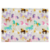 かわいいユニコーンカラフル誕生日 ラージペーパーバッグ (裏面)