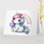 かわいいユニコーンカード カード (黄色い花)