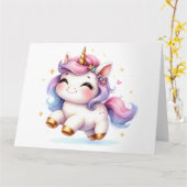 かわいいユニコーンカード カード (黄色い花)
