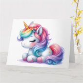 かわいいユニコーンカード カード (黄色い花)