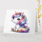 かわいいユニコーンカード カード (黄色い花)