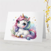 かわいいユニコーンカード カード (黄色い花)