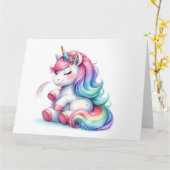かわいいユニコーンカード カード (黄色い花)