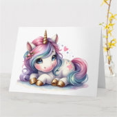 かわいいユニコーンカード カード (黄色い花)