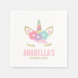 かわいいユニコーンガールズバースデーパーティー スタンダードカクテルナプキン