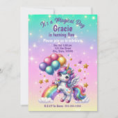 かわいいユニコーンガールズ誕生日招待状 招待状 (正面)