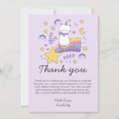 かわいいユニコーンキャット子供の誕生日パーティー サンキューカード (正面)