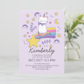 かわいいユニコーンキャット子供の誕生日パーティー 招待状 (スタンド正面)