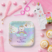 かわいいユニコーンキャレインボーガール1歳の誕生日パーティー ペーパープレート (パーティー)