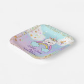 かわいいユニコーンキャレインボーガール1歳の誕生日パーティー ペーパープレート (傾斜あり)