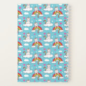 かわいいユニコーンキャレインボーハートパターカスタムン青 ノートブック (裏面)