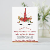 かわいいユニコーンクリスマスオーナメント交換パーティー 招待状 (スタンド正面)