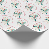 かわいいユニコーンクリスマスツリーの子の名前ラブサンタ ラッピングペーパー (角)