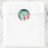 かわいいユニコーンクリスマスツリーの誕生日の雪パーティー ラウンドシール (バッグ)