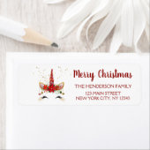 かわいいユニコーンクリスマスホリデーパーティー ラベル (インサイチュ)