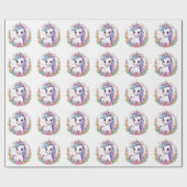 かわいいユニコーンクールユニコーン前向き ラッピングペーパー (フラット)
