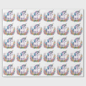 かわいいユニコーンクールユニコーン前向き ラッピングペーパー (フラット)